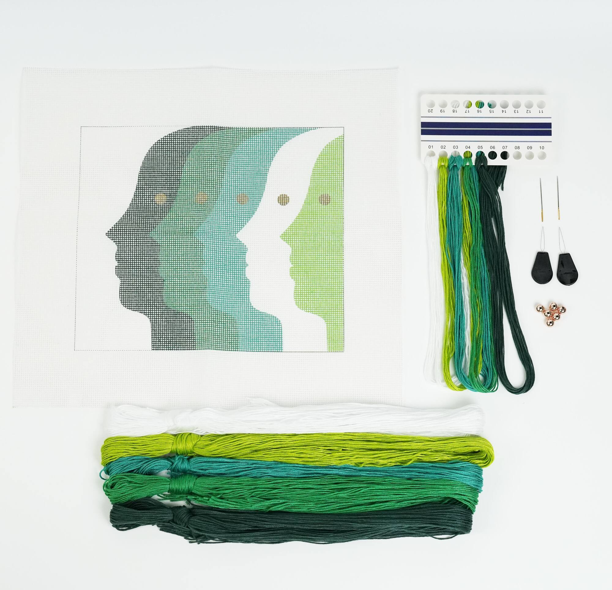 Jonathan Adler x Michaels Green & White Atlas Faces Needlepoint Kit